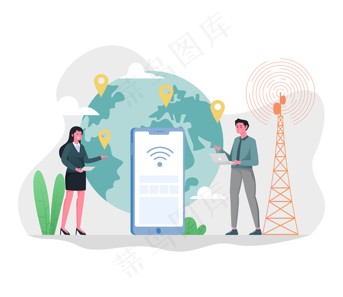 世界各地的互联网连接eps,ai矢量模版下载