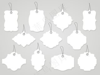 矢量空白标签或带白色绳索的标签