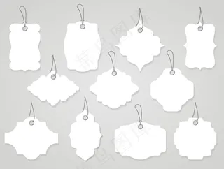 矢量空白标签或带白色绳索的标签