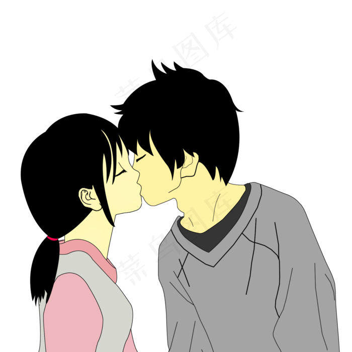 七夕情人节情侣的亲吻PNG素材(2000X2000(DPI:300))psd模版下载