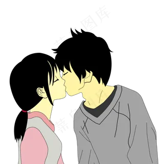 七夕情人节情侣的亲吻PNG素材
