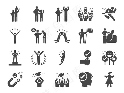 赞誉满意线图标集