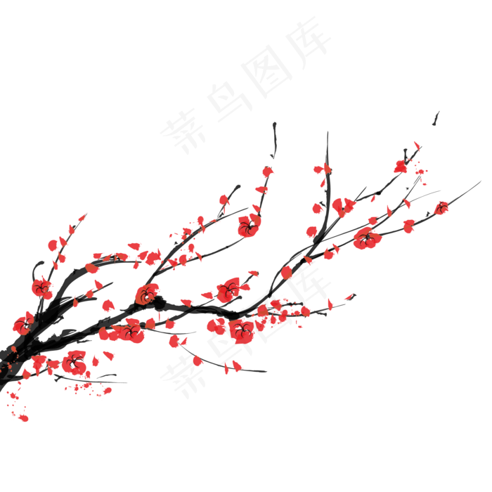 水墨梅花(2083*2083px 300 dpi )ai矢量模版下载
