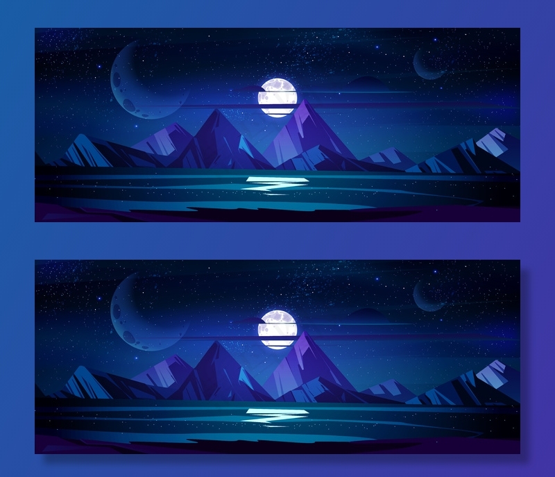 夜晚海洋景观满月繁星闪烁