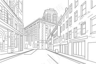城市轮廓素描向量