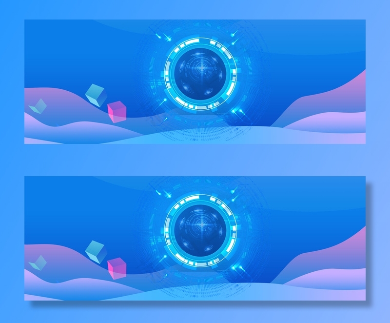 双十一淘宝炫彩简约蓝色banner(1920*700px 	       )psd模版下载