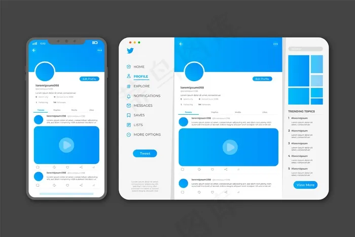Twitter界面模板eps,ai矢量模版下载