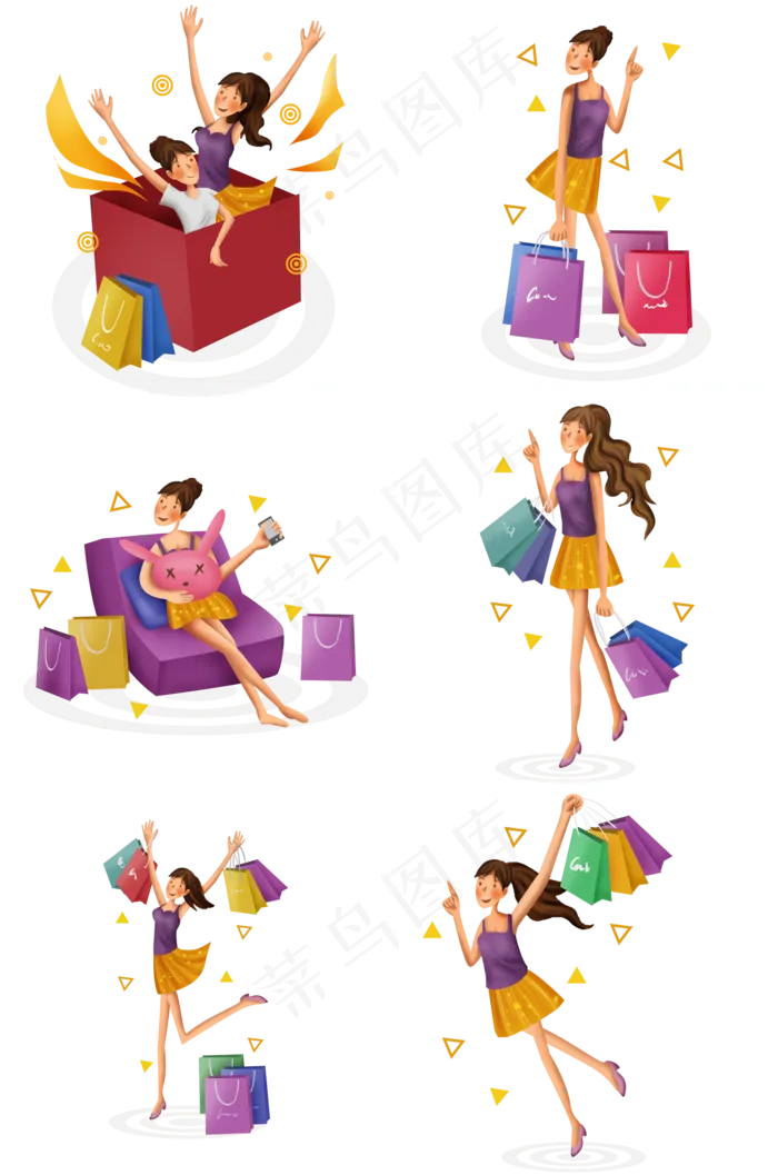 双十一网络购物女孩(2000X3020(DPI:300))psd模版下载