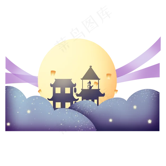 剪纸风中秋节剪影(3000X3000(DPI:300))psd模版下载