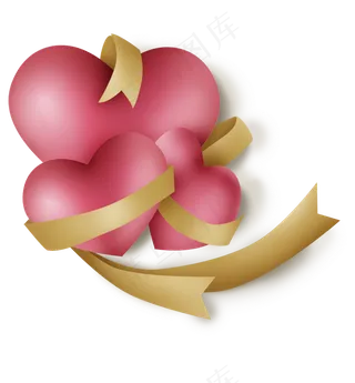 三颗立体粉红色的心