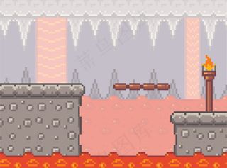 像素艺术游戏场景与具体plarforms