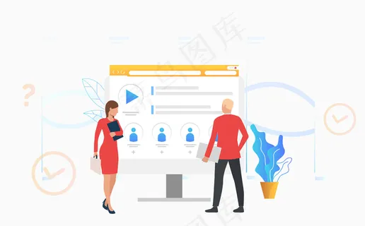 商人和商人看着电脑显示器 商人和商人看着电脑显示器