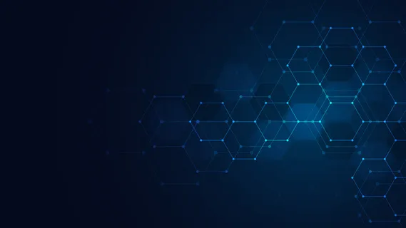 具有六边形图案的抽象技术或医学背景。医疗技术、创新医学、健康、科学和研究的概念和理念。