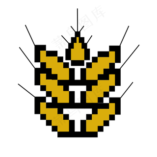 手绘秋天金黄的麦穗