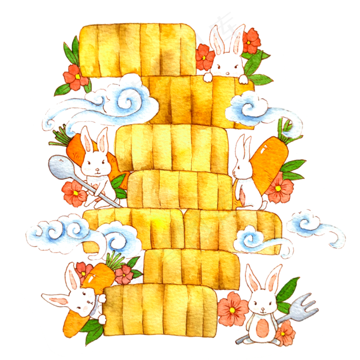 中秋八月十五佳节月饼玉兔装饰(3500X3500(DPI:300))psd模版下载