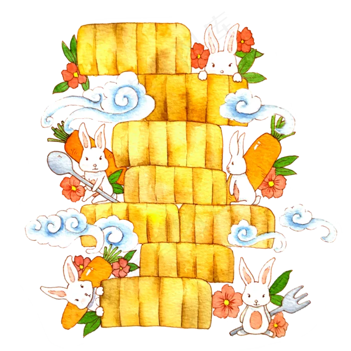 中秋八月十五佳节月饼玉兔装饰(3500X3500(DPI:300))psd模版下载