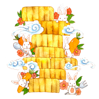 中秋八月十五佳节月饼玉兔装饰