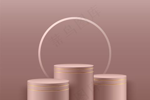 现代艺术中颁奖的抽象圆形舞台。