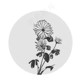 水墨植物黑色古典中国风古风手绘