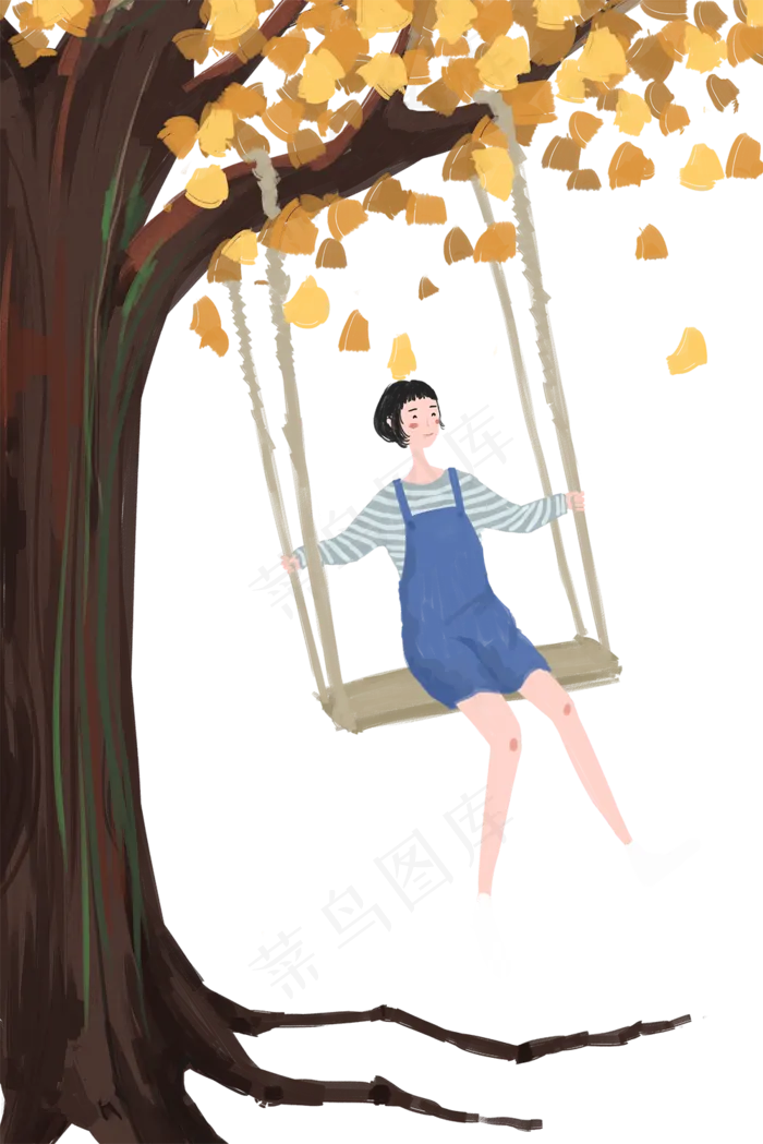 秋分银杏树下的女孩(1000X1499(DPI:300))psd模版下载