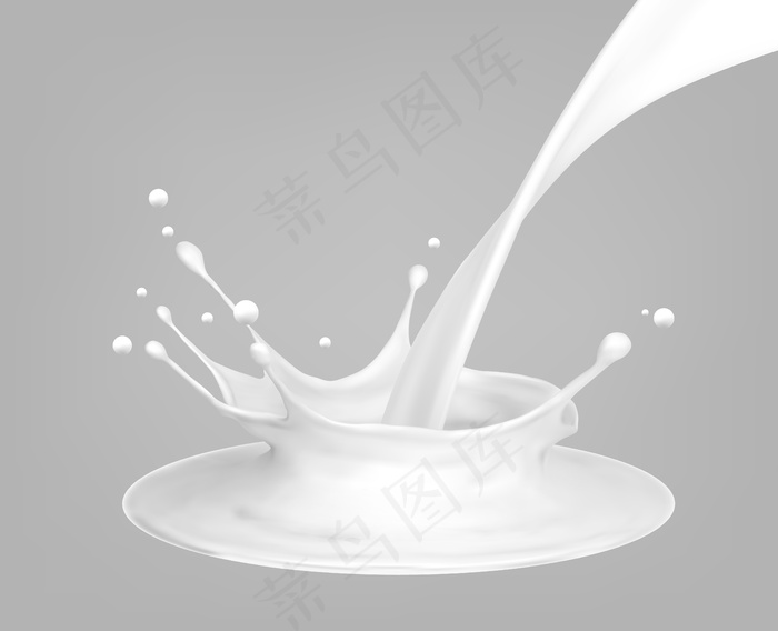 牛奶飞溅和倒出，灰色背景上的白色飞溅，逼真的健康饮料酸奶或奶油运动。eps,ai矢量模版下载
