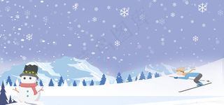 滑雪蓝色手绘banner