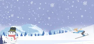 滑雪蓝色手绘banner