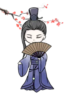 古风男梅花折扇古装人物卡通手绘