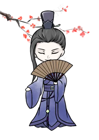 古风男梅花折扇古装人物卡通手绘