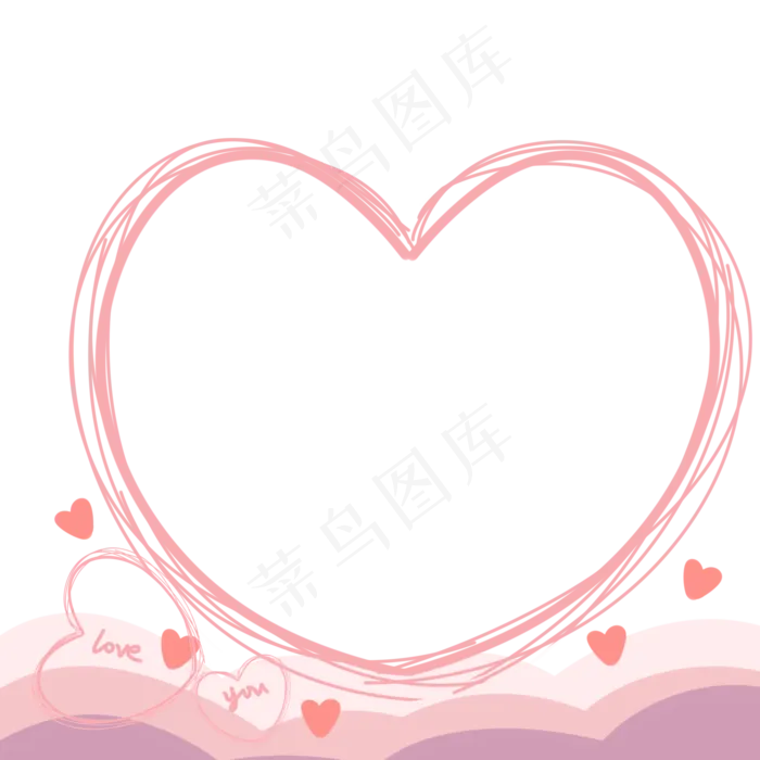 七夕情人节粉色爱心边框(2000X2000(DPI:299))psd模版下载