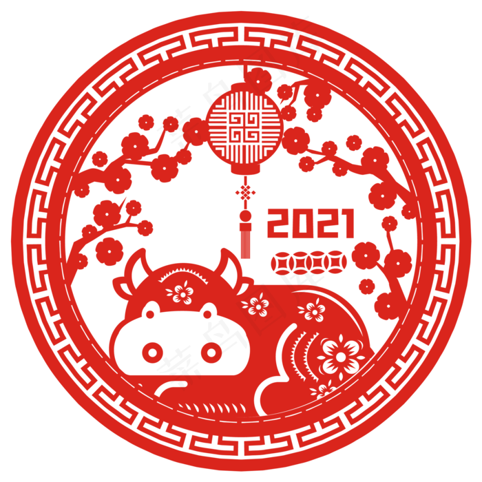 2021牛年窗花剪纸