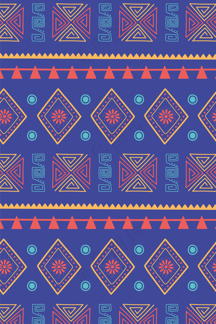 民族手工制作，传统部落图案纹理装饰背景矢量插图