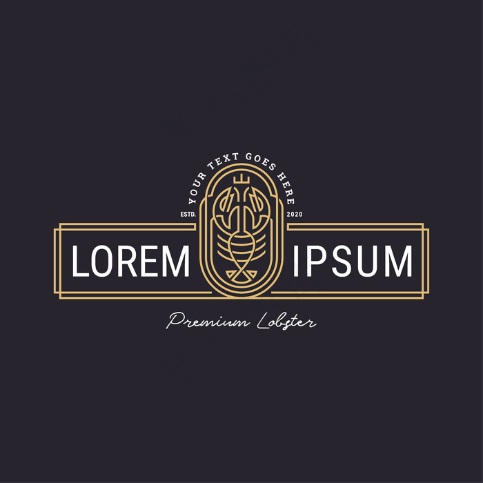 带有线条风格的现代龙虾标志