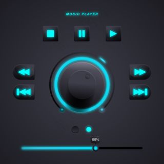 蓝色天空音乐播放器手机app移动应用程序app的用户界面元素。保险费