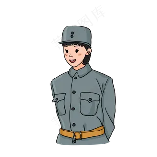 国庆节英姿飒爽的短发戴帽子的八