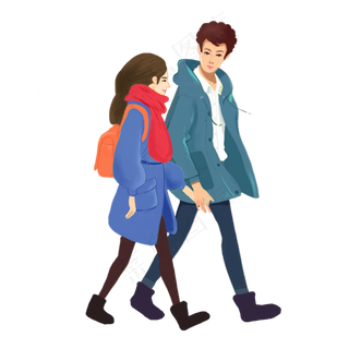 手绘卡通情侣人物