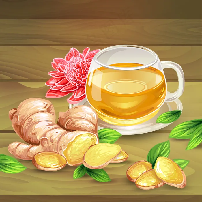 木质背景上的姜茶矢量合成eps,ai矢量模版下载