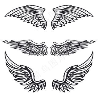 白色背景上的复古翅膀。标志，标签，徽章，标志，商标的要素。