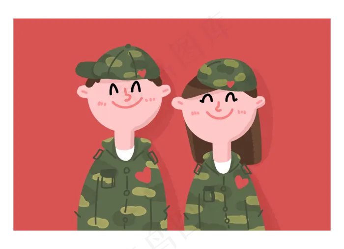 七夕节穿军装的结婚证件照(3261X2362(DPI:300))psd模版下载