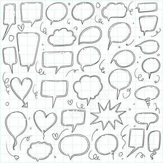 美丽的手绘草图语音气泡集设计