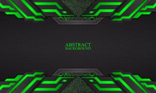 具有黑色和绿色霓虹条纹矢量图的抽象技术背景