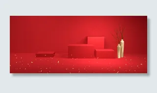 大气简约扁平美妆服饰展台电商风七夕