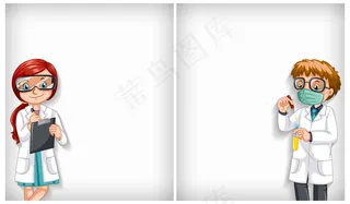 背景平平，实验室里有两个医生