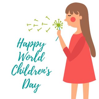 小女孩吹蒲公英享受一天的童年无忧无虑的世界儿童日