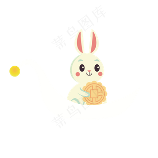 坐在船上的兔子矢量中秋节元素