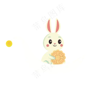 坐在船上的兔子矢量中秋节元素