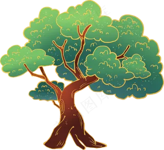 手绘中国风的树