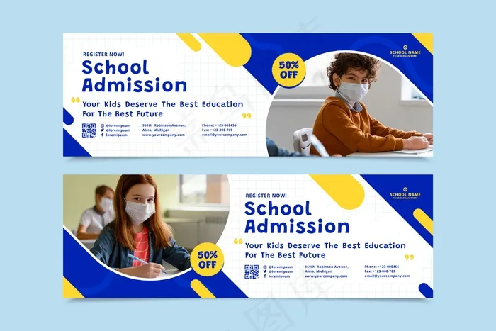 平面回学校横幅banner，附照片eps,ai矢量模版下载