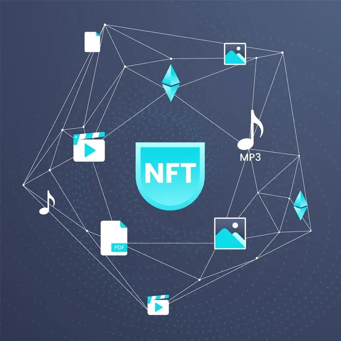 梯度图解nft概念eps,ai矢量模版下载