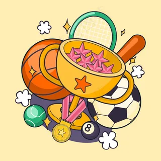 逼真的运动球、球棒等设备矢量大套